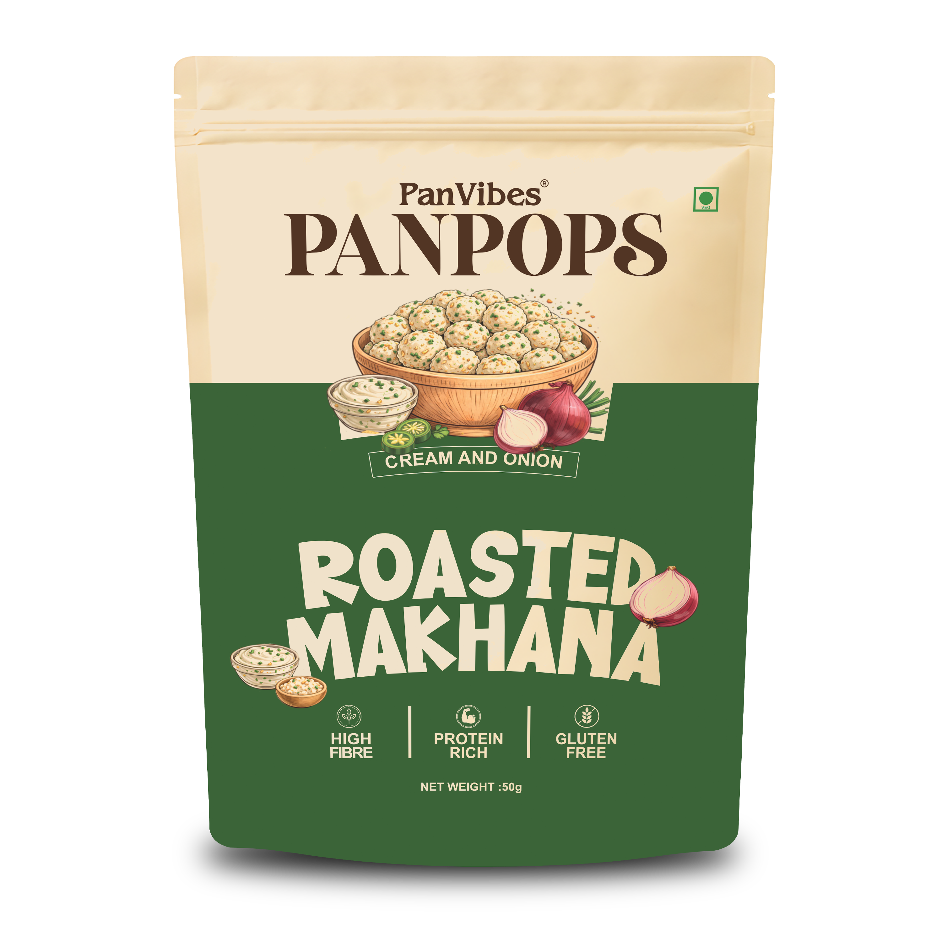 Roasted Makhana Cream and Onion Flavoured Front